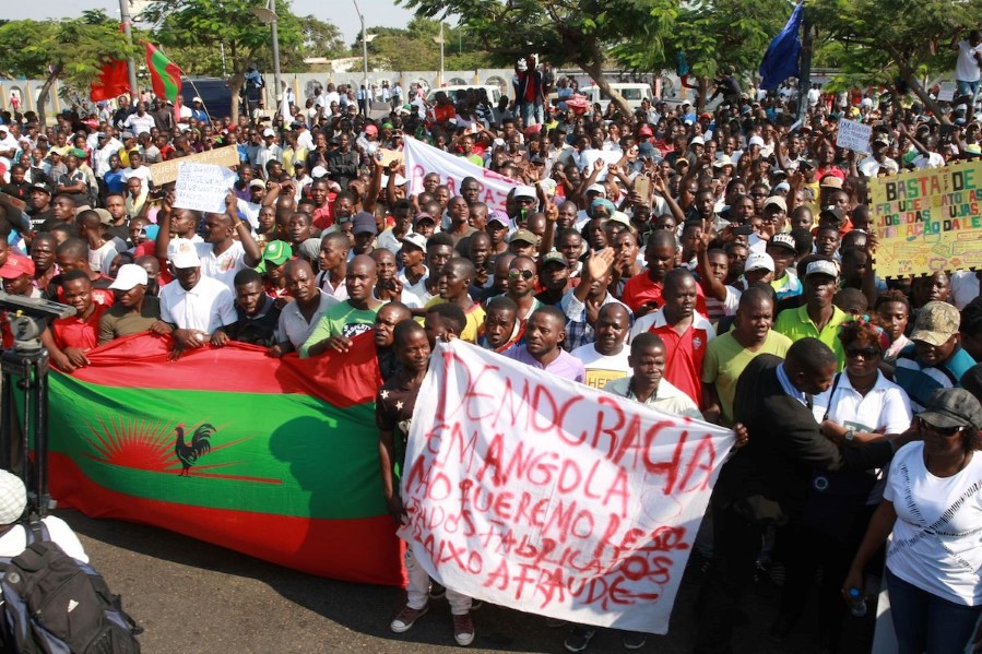 Demonstrasjon i forkant av valget 2017 Luanda.