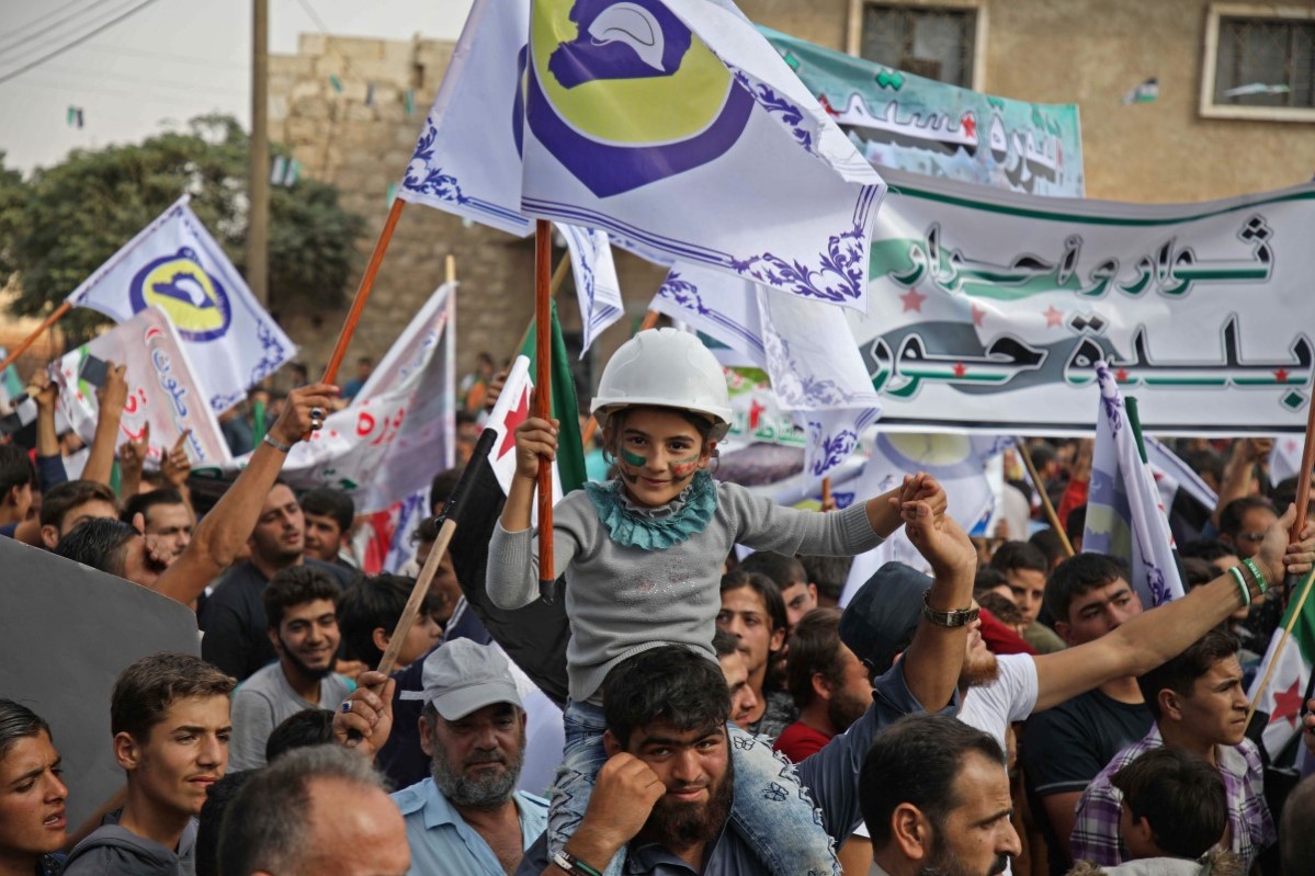 Markering til støtte for De hvite hjelmene utenfor Aleppo